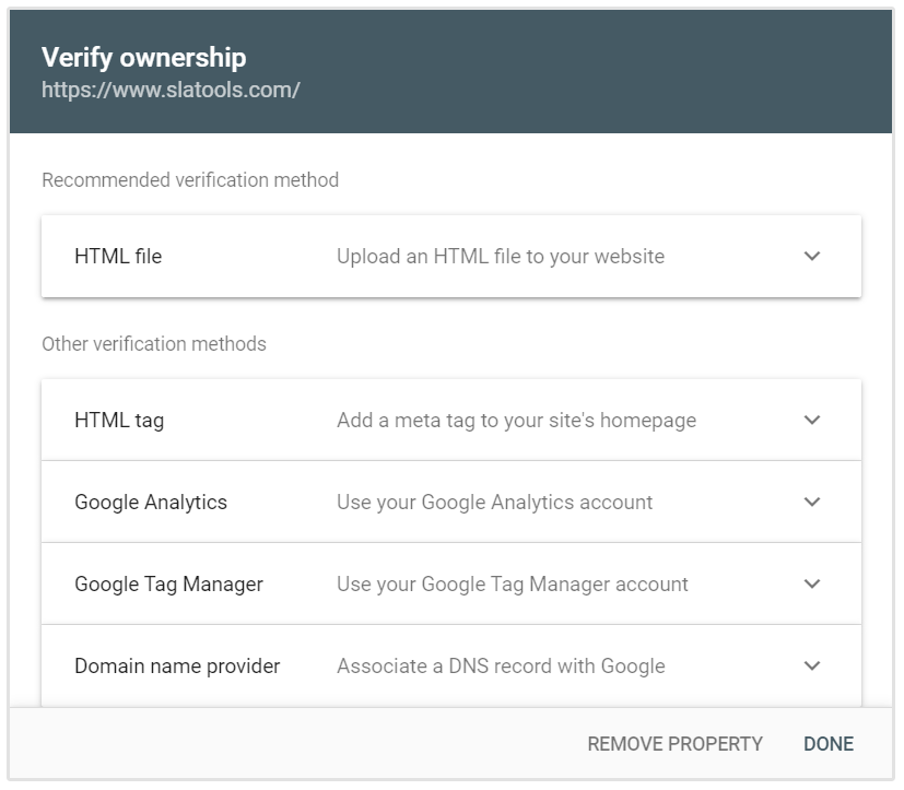 URL検証オプション Google Search Console